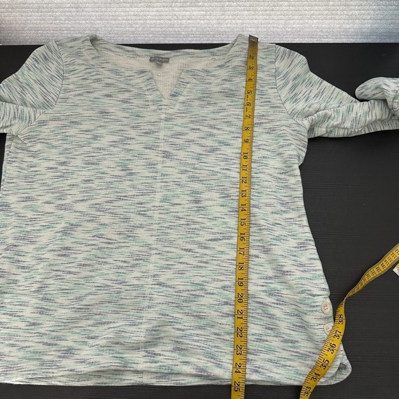 Talbots Cream Green Space Dye Metallic Side Button Pullover Sweatshirt Size XL - Picture 9 of 11